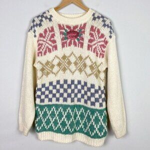 Vintage Colorblock Fair Isle Pattered Sweater
